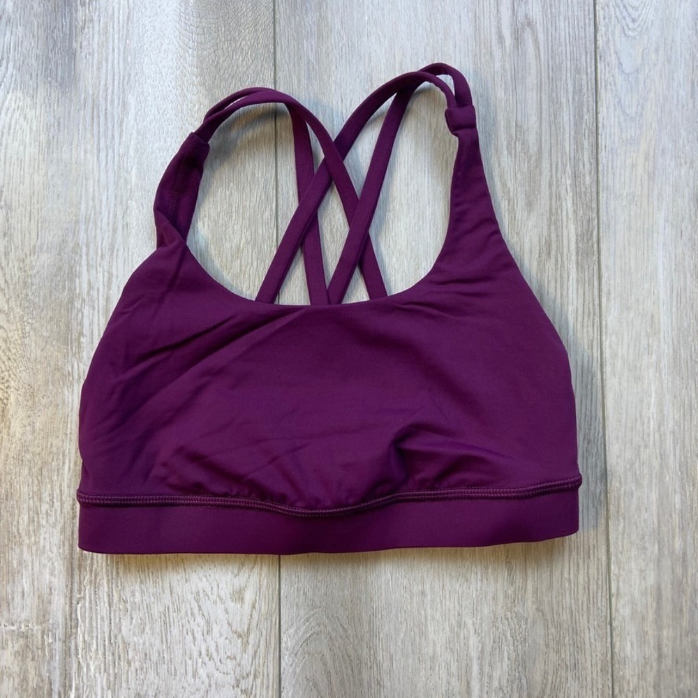 Lululemon Energy Sports Bra Womens Size 4 Purple Longline Crossback Pullover Gym